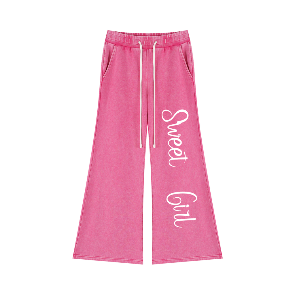 “Sweet girl” Women’s Mineral Wash Flared Leg Sweatpants