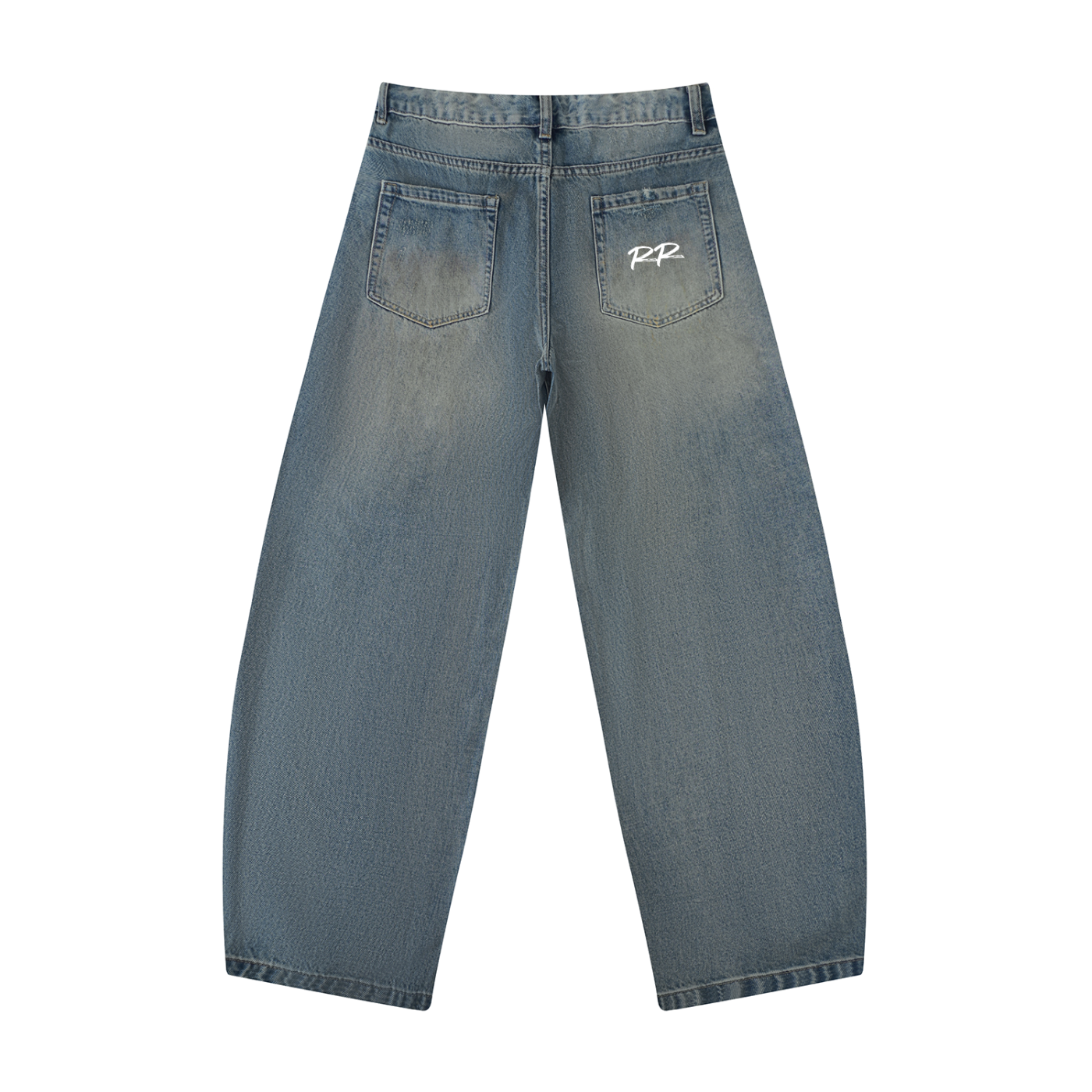 Road Runners Men's Distressed Barrel Leg Jeans
